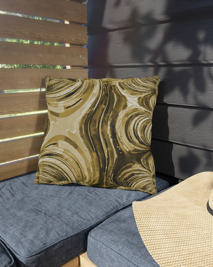 Uzi Spiral Light Brown Outdoor Pillow, 16" x 16"