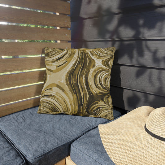 Uzi Spiral Light Brown Outdoor Pillow, 16" x 16"