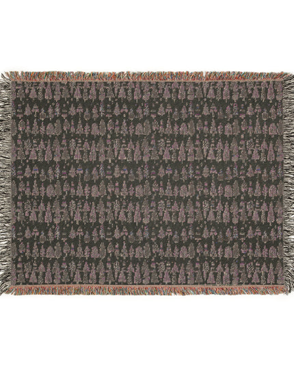 Mini Vintage Green Trees Woven Blanket, 80" x 60"