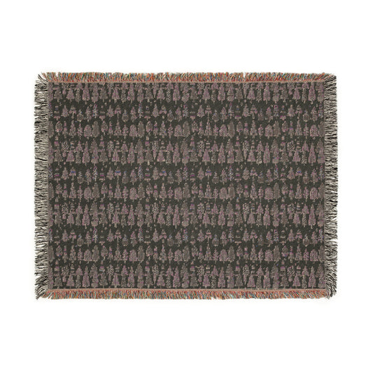 Mini Vintage Green Trees Woven Blanket, 80" x 60"