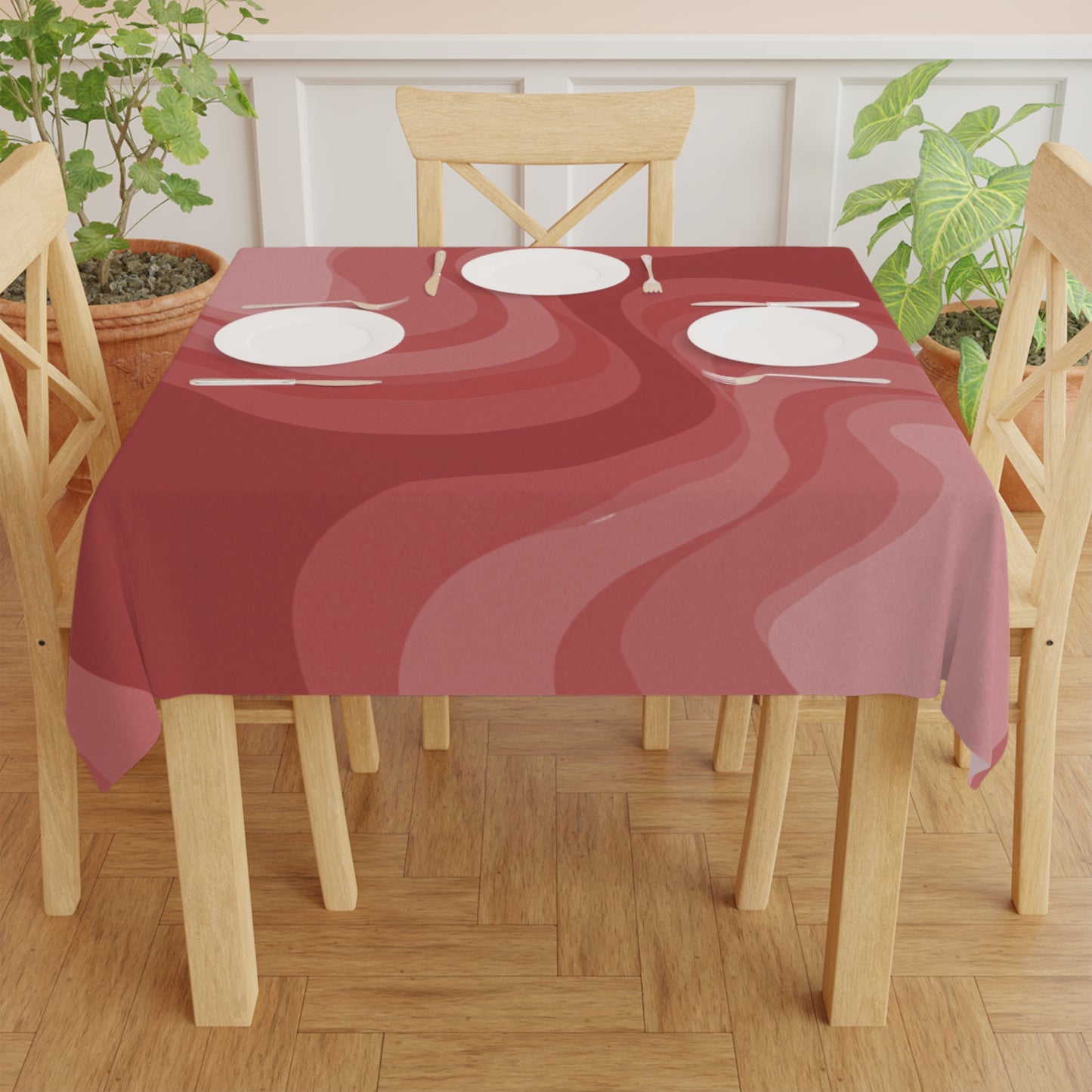 Power Red Wavey Tablecloth, 55" x 55"