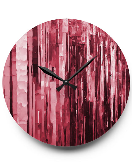 Striped Ruby Acrylic Wall Clock, Round or Square, 10.75" x 10.75"
