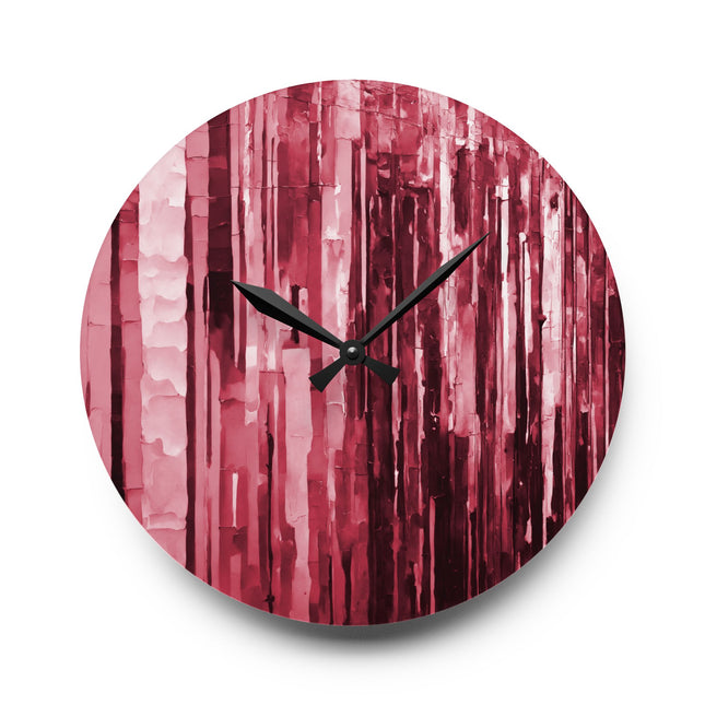 Striped Ruby Acrylic Wall Clock, Round or Square, 10.75" x 10.75"