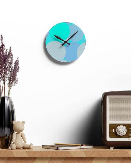 Pastel Tan and Tif Patches Acrylic Round Wall Clock, 8" x 8"