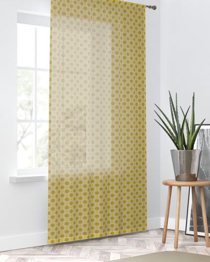 Lemongrass Star-crossed Bodies Sheer Window Curtain, 50" x 84", partially transparent
