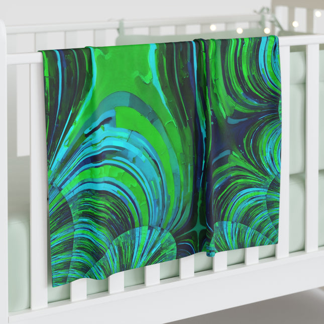 Uzi Spiral Blue Green Baby Swaddle 30″×40″ Blanket
