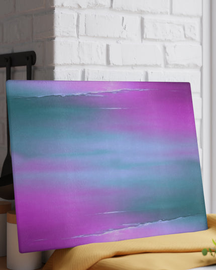 Dark Blue Green Sea Purple Fog 11" x 15" Glass Cutting Board