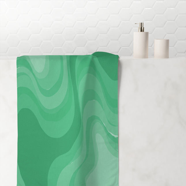 Mint Green Wavey 30" x 60" Mink-Cotton Towel (50% polyester, 50% cotton)
