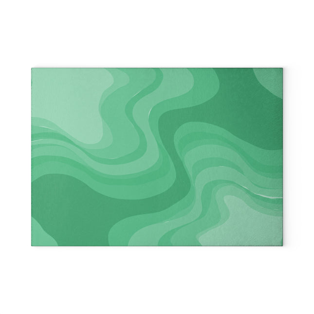 Mint Green Wavey 8" x 11" Glass Cutting Board