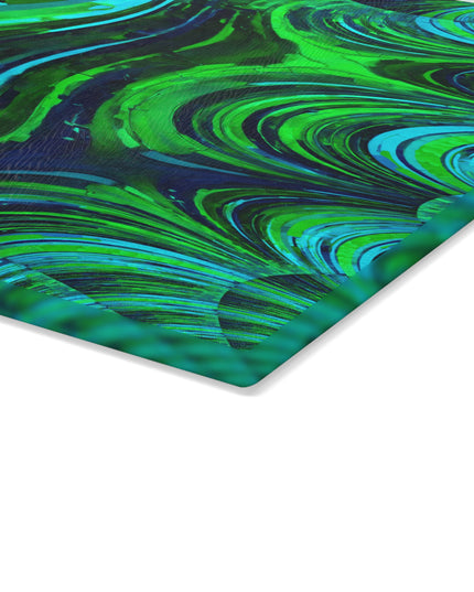 Uzi Spiral Blue Green 11" x 15" Glass Cutting Board