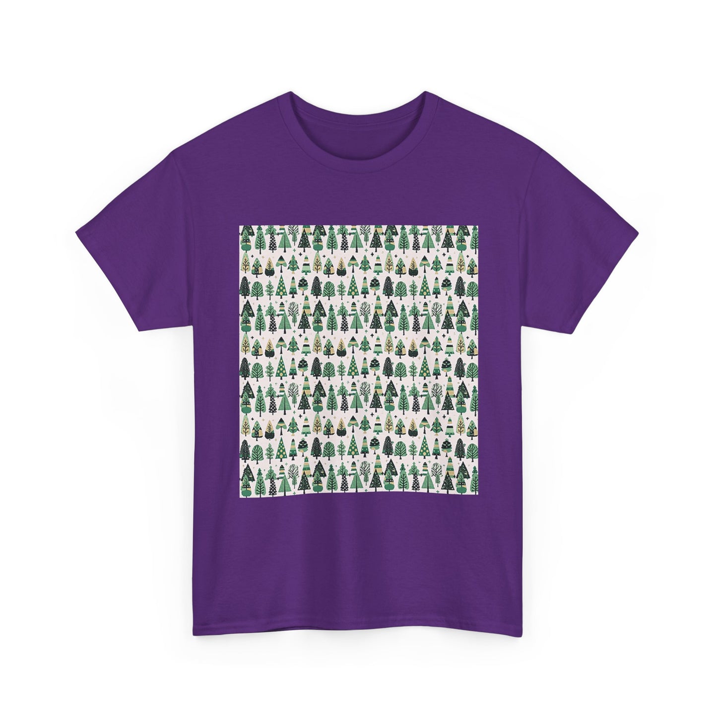 Mini Vintage Green Trees Unisex Heavy Cotton Tee, Medium