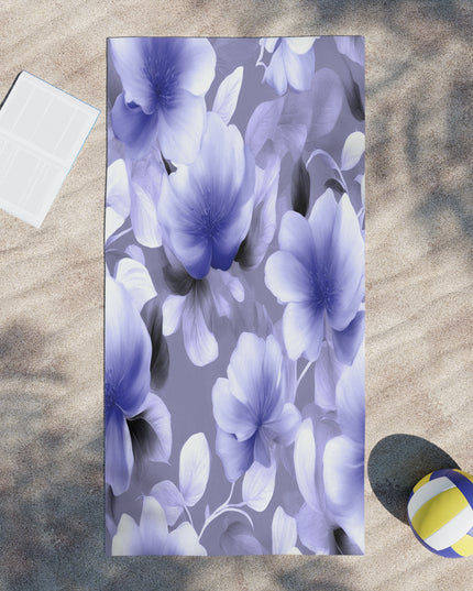Indigo Blossom Floral Bunch Beach Towel, 30" x 60"