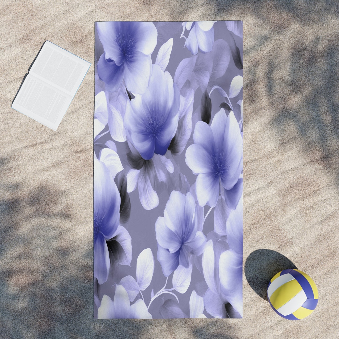 Indigo Blossom Floral Bunch Beach Towel, 30" x 60"