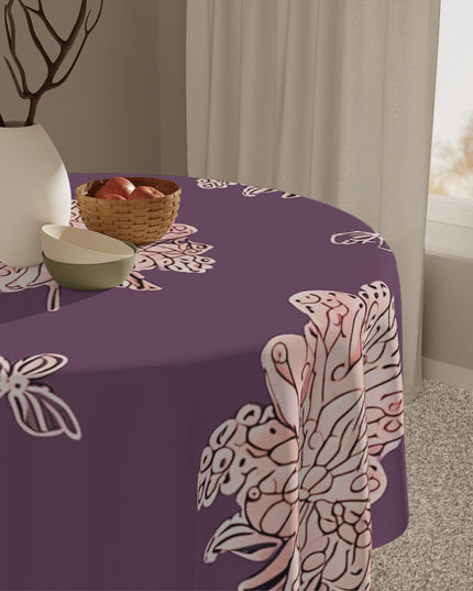 Pink Floral Butterflies Tablecloth, 55" x 55"
