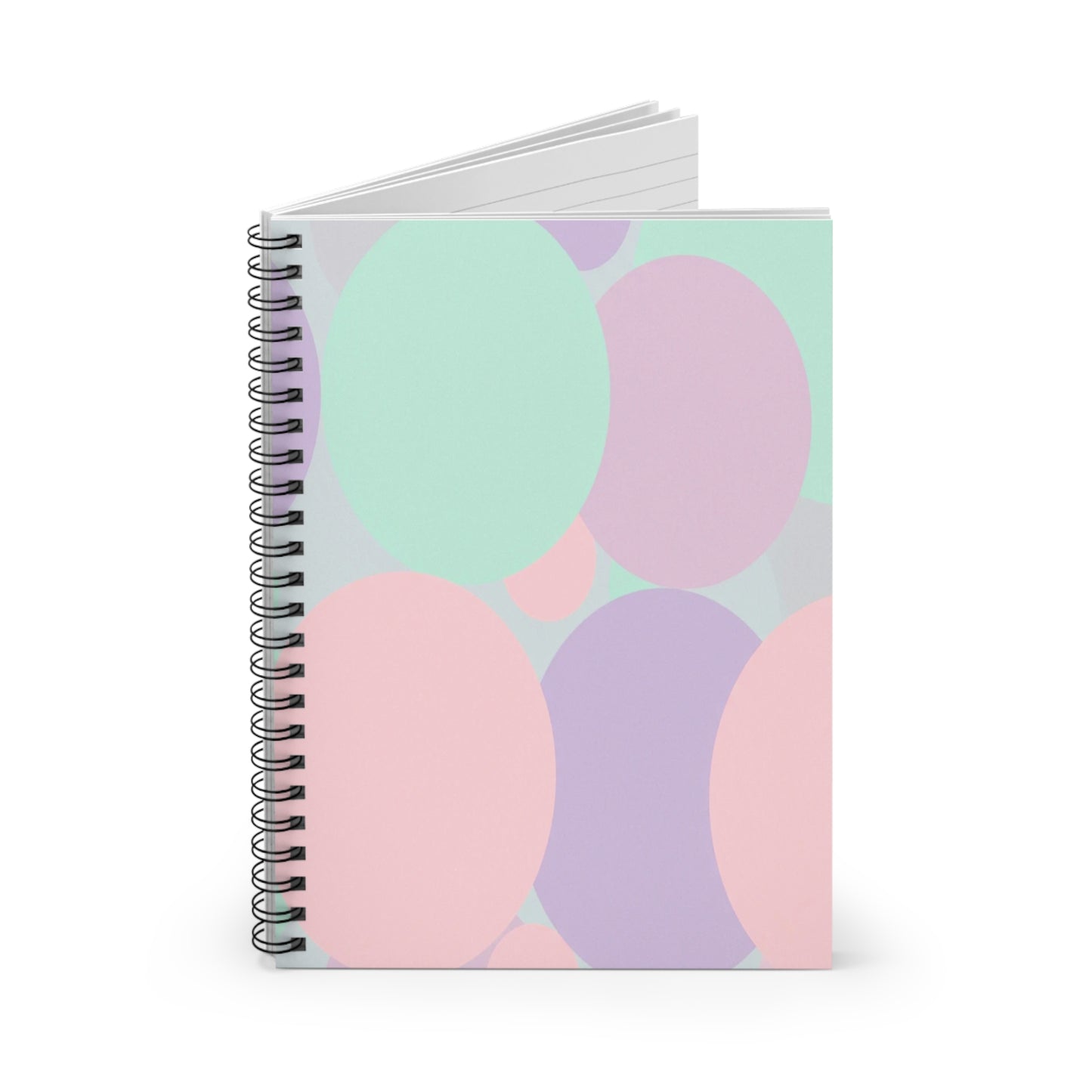 Pastel Peach and Soft Green Patches Spiral Notebook - Ruled Line, 6" x 8", 118 pagess
