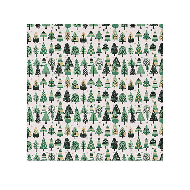 Mini Vintage Green Trees Face Towel, 13" x 13"