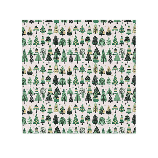 Mini Vintage Green Trees Face Towel, 13" x 13"