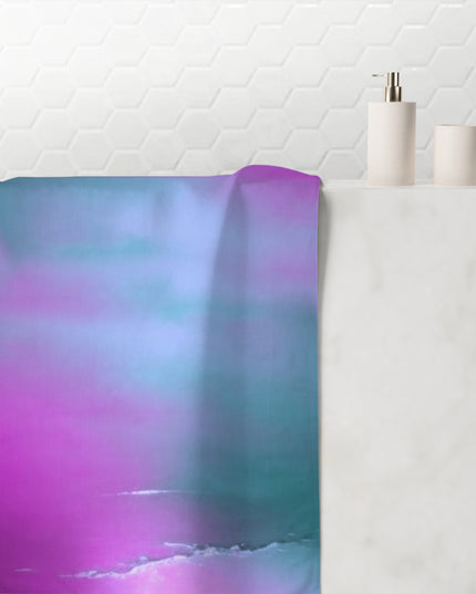 Dark Blue Green Sea Purple Fog 30" x 60" Mink-Cotton Towel (50% polyester, 50% cotton)