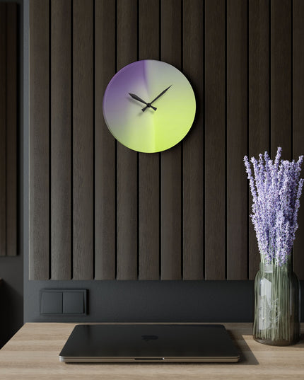 Purple Golden Fade Acrylic Wall Clock, Round or Square, 10.75" x 10.75"