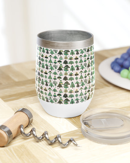 Mini Vintage Green Trees 12 oz Chill Wine Tumbler