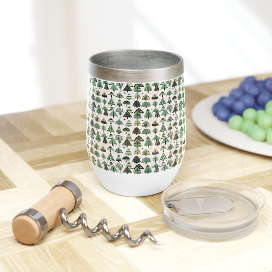 Mini Vintage Green Trees 12 oz Chill Wine Tumbler