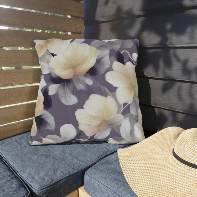 White Blush Floral Bunch 20" x 20" Outdoor Pillow