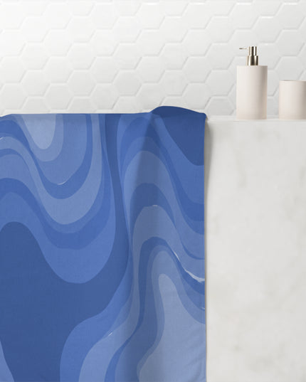 Deep Blue Wavey 30" x 60" Mink-Cotton Towel (50% polyester, 50% cotton)