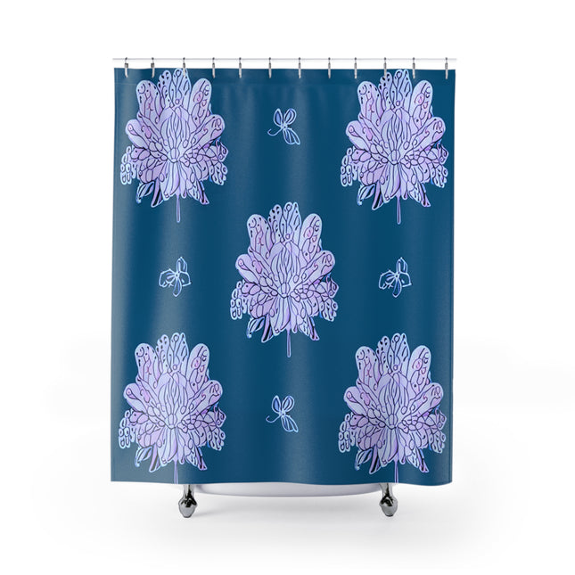 Lavender Floral Butterflies Shower Curtain, 71" x 74"