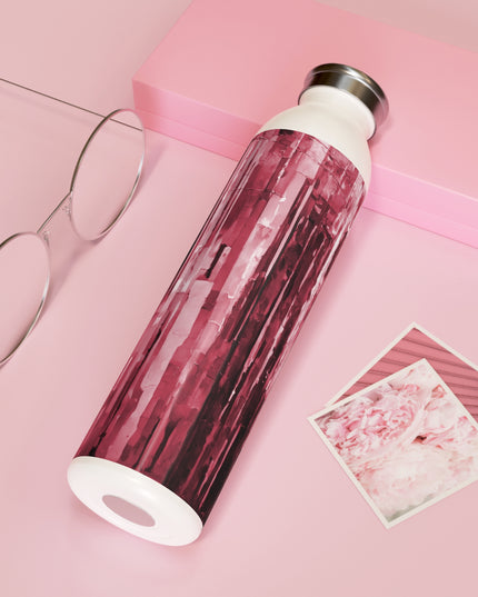 Striped Ruby Slim Water Bottle, 20 oz White