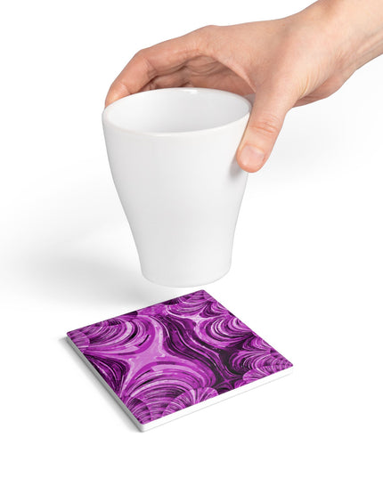 Uzi Spiral Powder Lavender 4" x 4" Square Ceramic Coaster