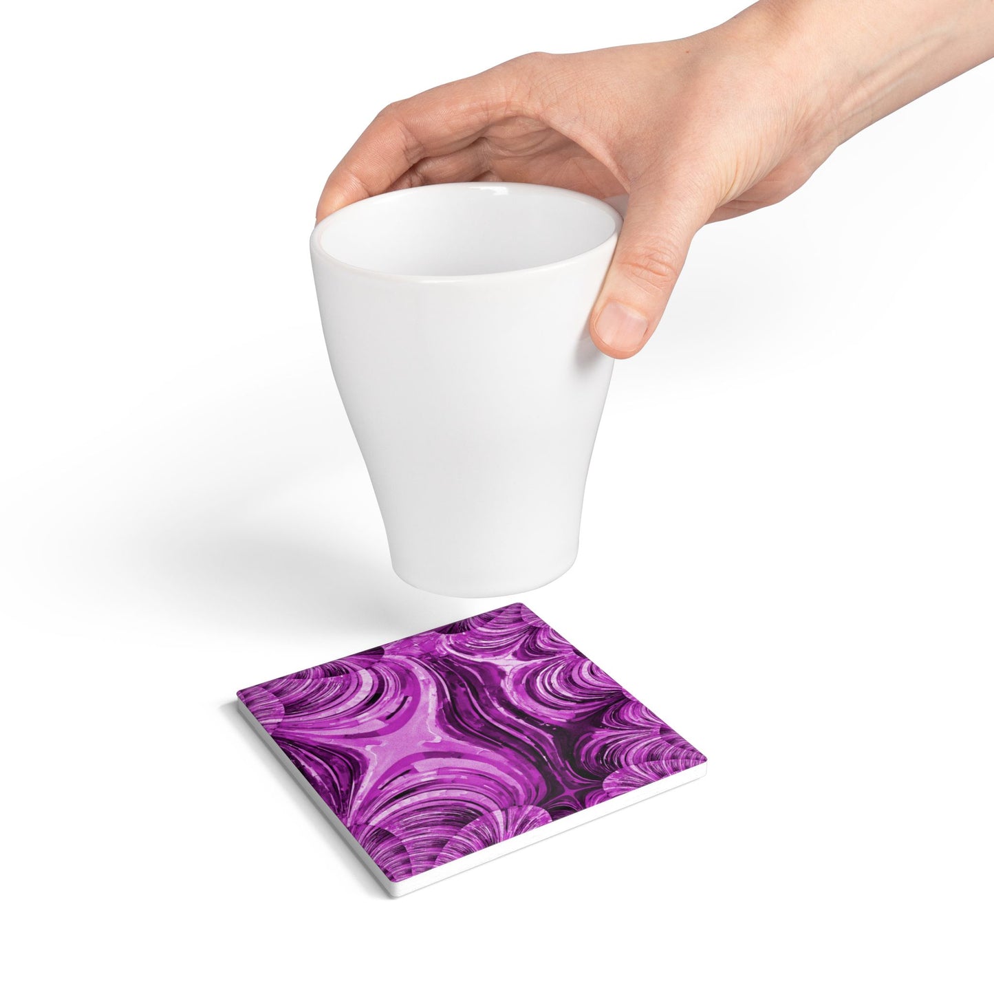 Uzi Spiral Powder Lavender 4" x 4" Square Ceramic Coaster