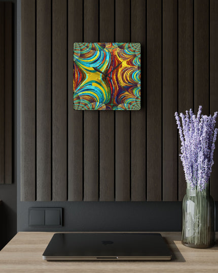 Uzi Spiral Alpha Acrylic Wall Clock, Round or Square, 10.75" x 10.75"