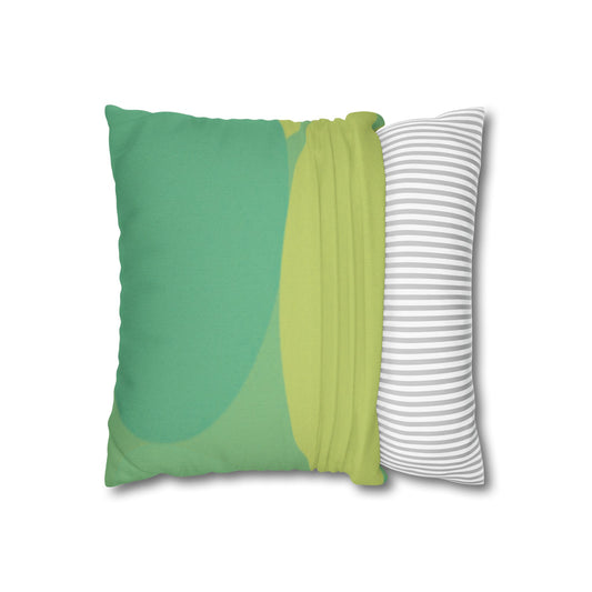 Pastel Green Patches Spun Polyester Square Pillowcase, 14" x 14"