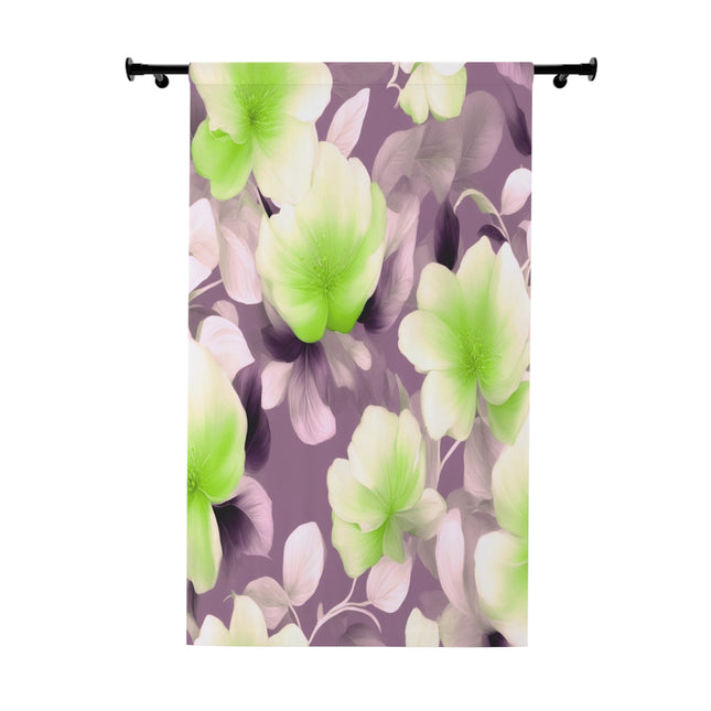 Lime Lavender Floral Bunch Window Curtain, 50" x  84", blackout