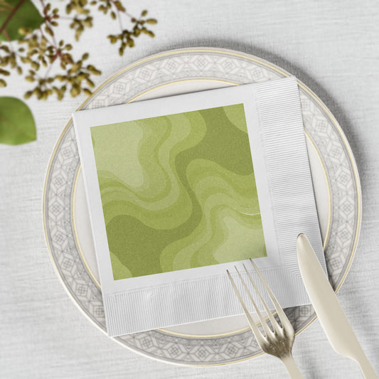 Lemon Wavey White Coined Napkins, 6.5" x 6.5"