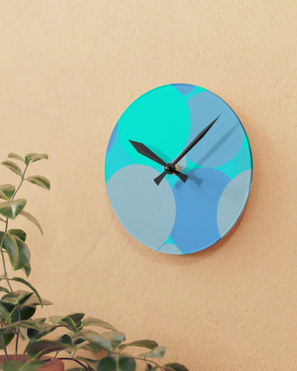 Pastel Tan and Tif Patches Acrylic Round Wall Clock, 8" x 8"