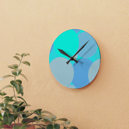 Pastel Tan and Tif Patches Acrylic Round Wall Clock, 8" x 8"