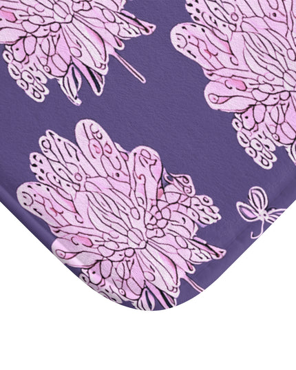 Magenta Floral Butterflies 34" x 21" Bath Mat