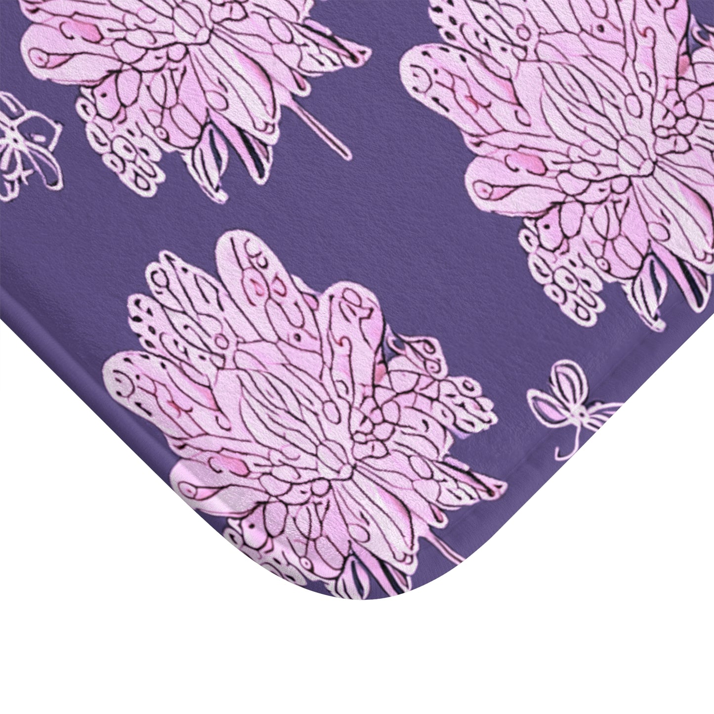 Magenta Floral Butterflies 34" x 21" Bath Mat