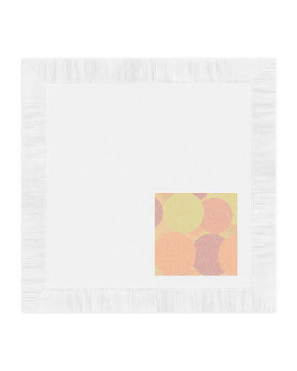 Pastel Hot Peach Patches White Coined Napkins, 4.8" x 4.8"