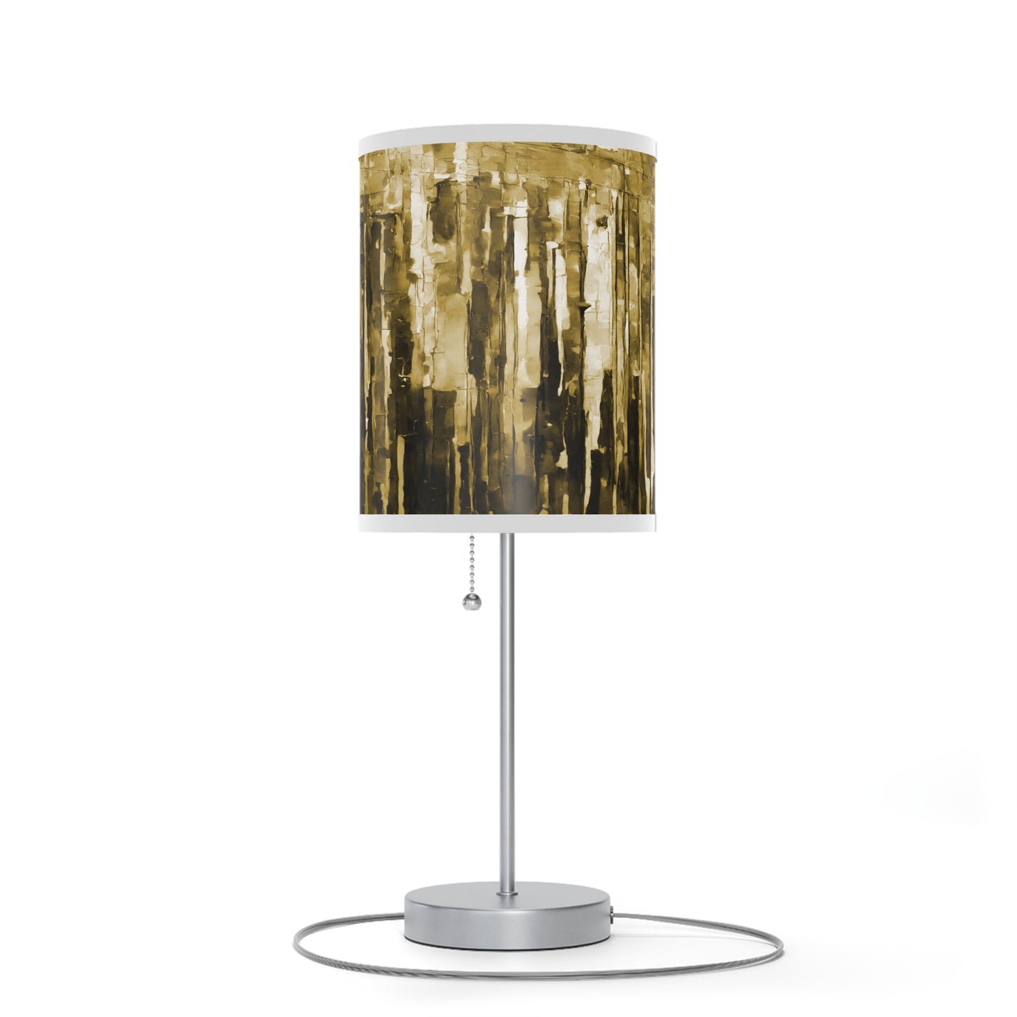 Striped Light Brown Table Lamp on a White or Silver Stand, US|CA plug