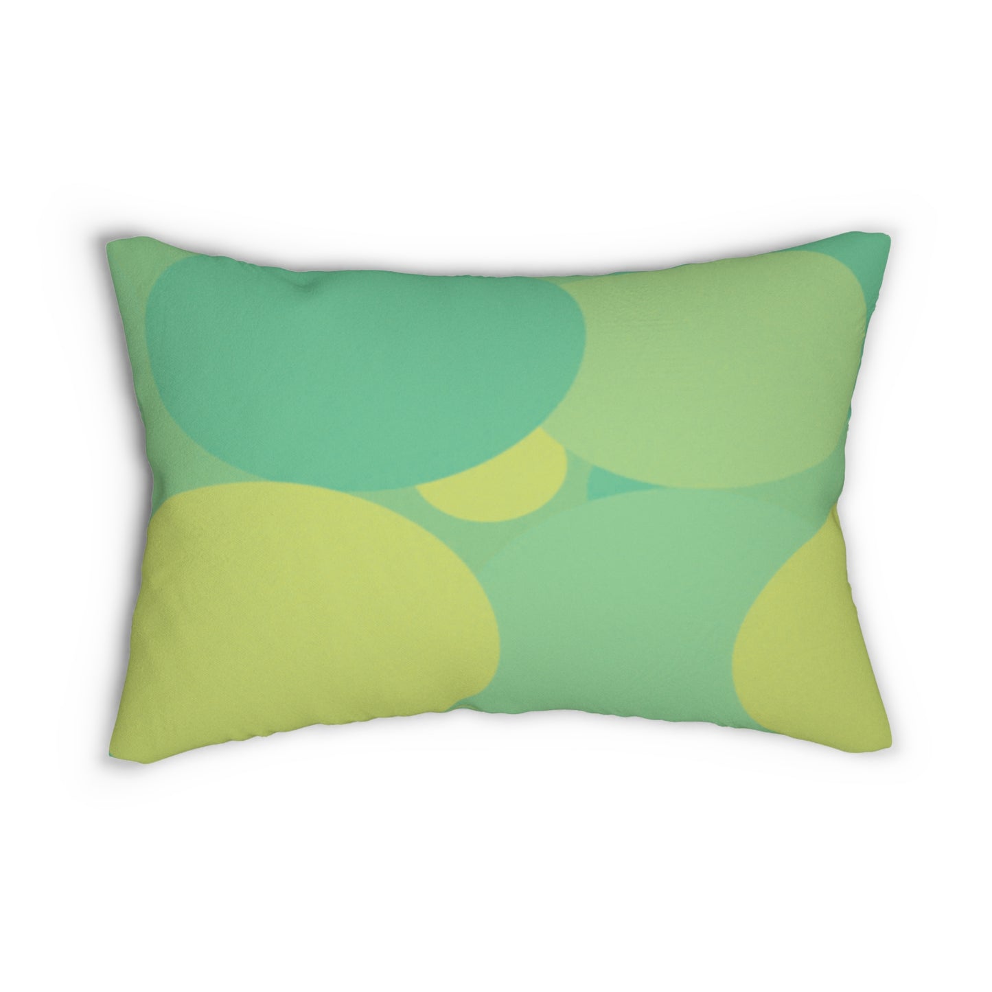 Pastel Green Patches Spun Polyester Lumbar Pillow, 20" x 14"
