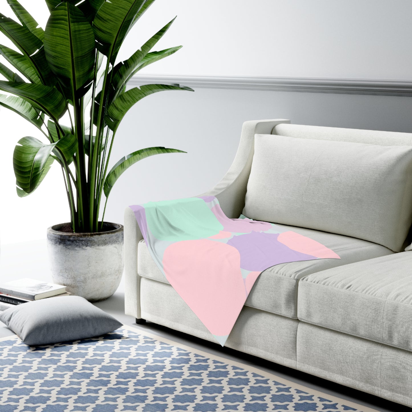 Pastel Peach and Soft Green Patches Baby Swaddle 30″×40″ Blanket