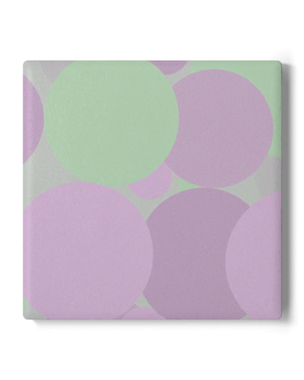 Pastel Lavender Purple and Soft Green Patches 4" x 4" Square Ceramic Coaster