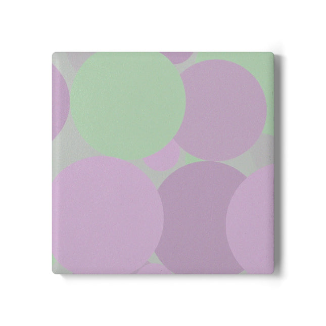 Pastel Lavender Purple and Soft Green Patches 4" x 4" Square Ceramic Coaster