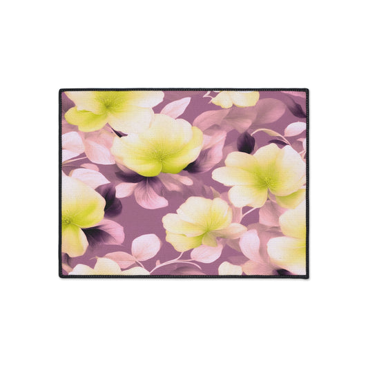 Lemon Blossom Floral Bunch Heavy Duty Floor Mat, 18" x 24"