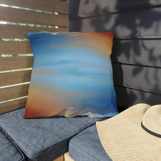 Blue Sea Red Orange Fog 20" x 20" Outdoor Pillows
