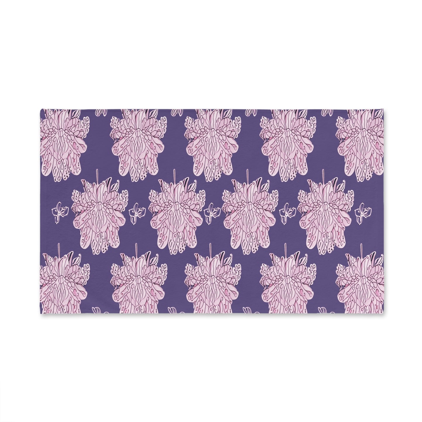 Magenta Floral Butterflies Hand Towel, 16" x 28"