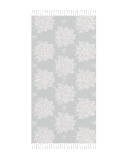 Soft White Floral Butterflies 38" × 81" Boho Beach Cloth