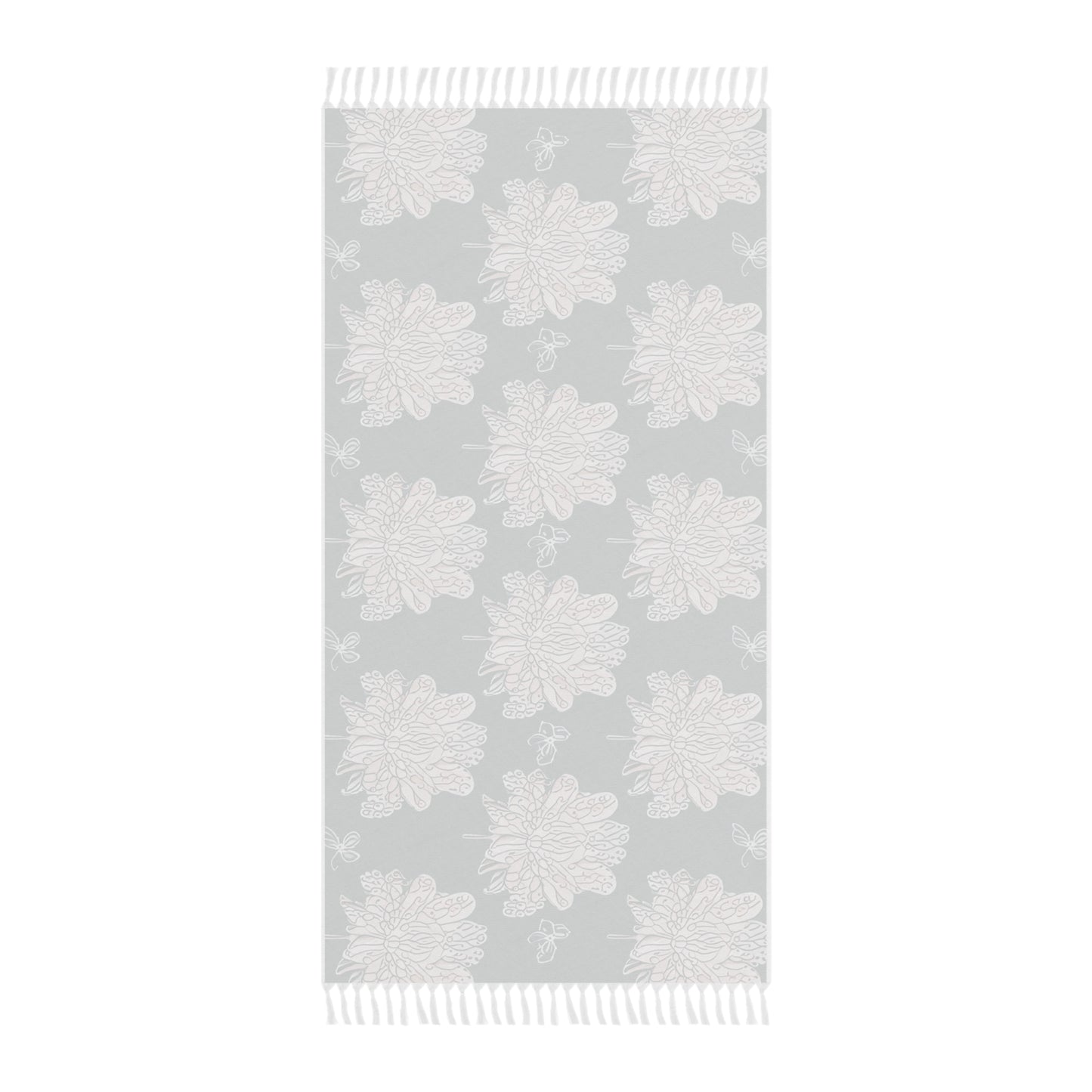 Soft White Floral Butterflies 38" × 81" Boho Beach Cloth